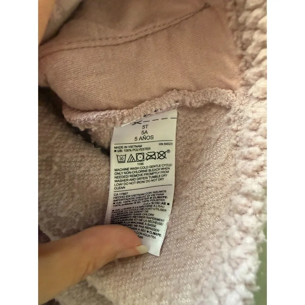 Old Navy Girls 5T Sherpa Fleece Pullover Dusty Pink Quarter Zip Jacket